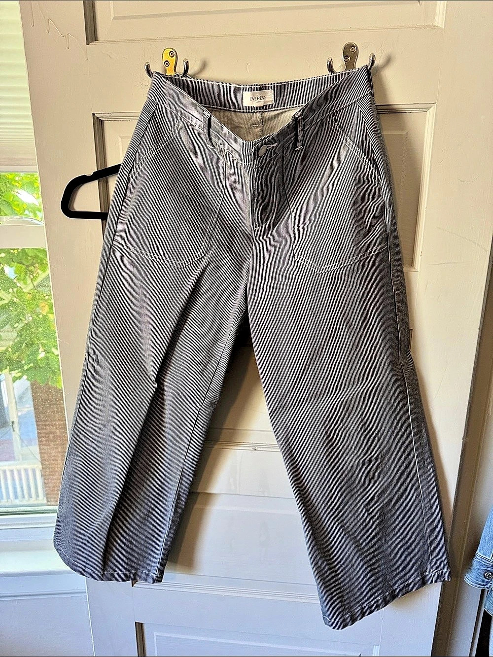 EVEREVE Drew Stripe Wide Leg Pant blue & White Waist 29 crop ankle pant